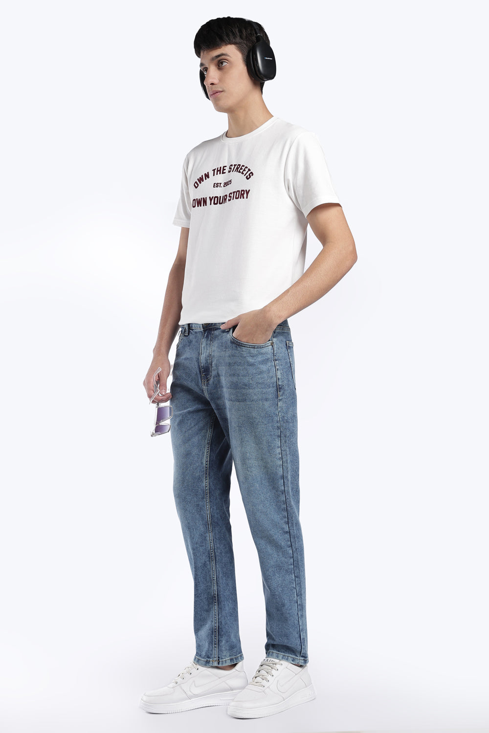 Mens Slim Fit Blue Solid Jeans - Image 6