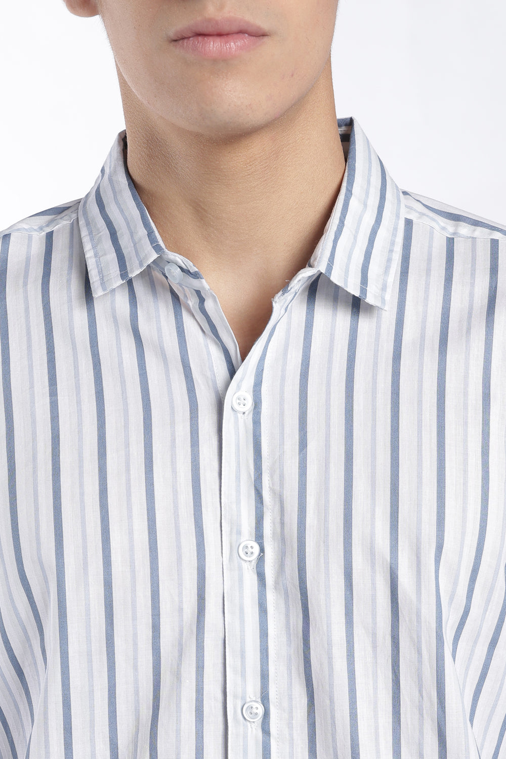 Mens Regular Fit Blue Striped Shirt - Image 3