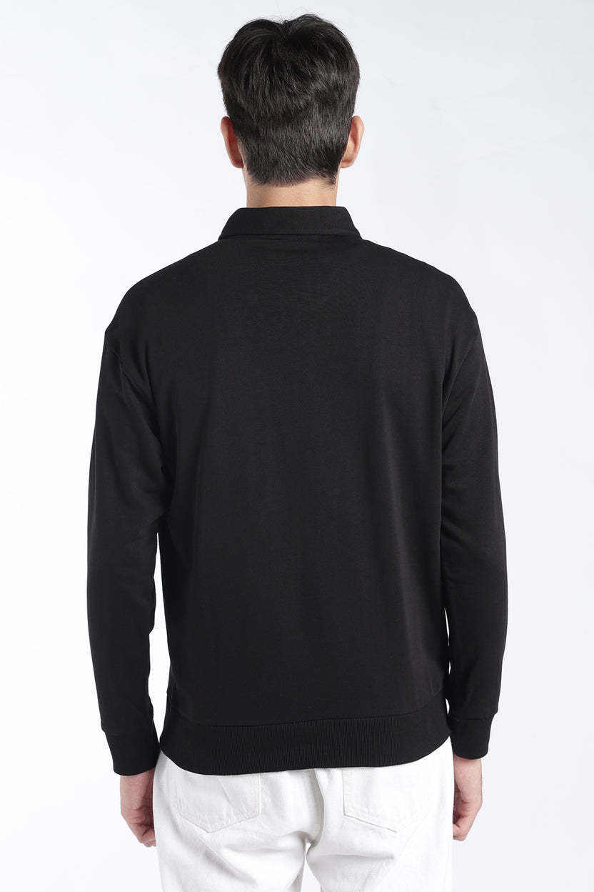 Mens Regular Fit Black Zip Neck Sweatshirt - Image 5