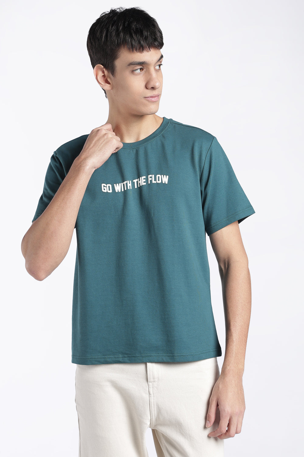 Mens Regular Fit Green Graphic Printed T-Shirt - Image 2