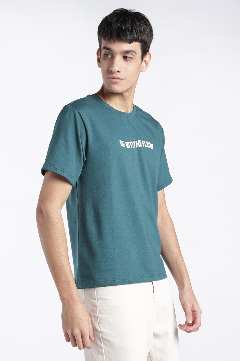 Mens Regular Fit Green Graphic Printed T-Shirt - Image 4