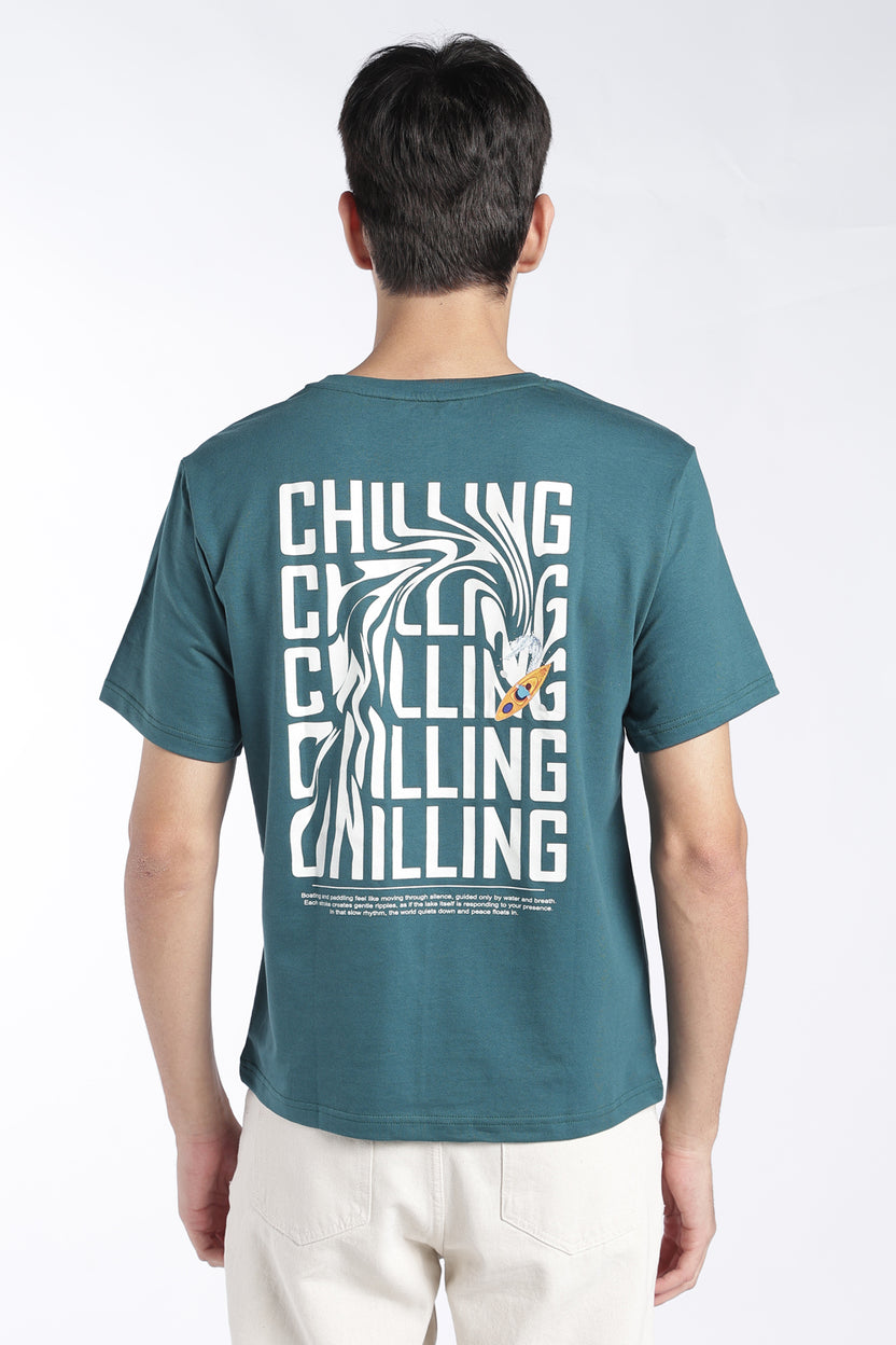 Mens Regular Fit Green Graphic Printed T-Shirt - Image 5