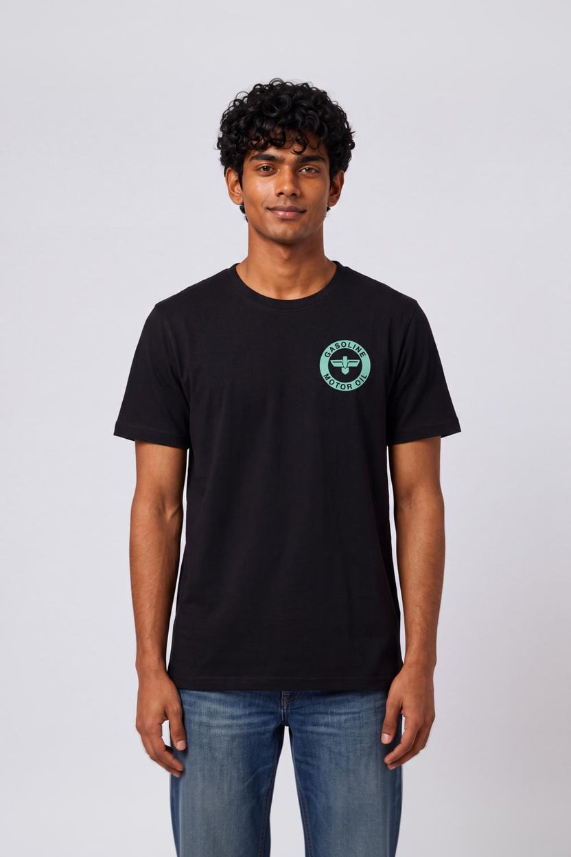 Mens Black Drop Shoulder Digital Print T-Shirt - Image 2