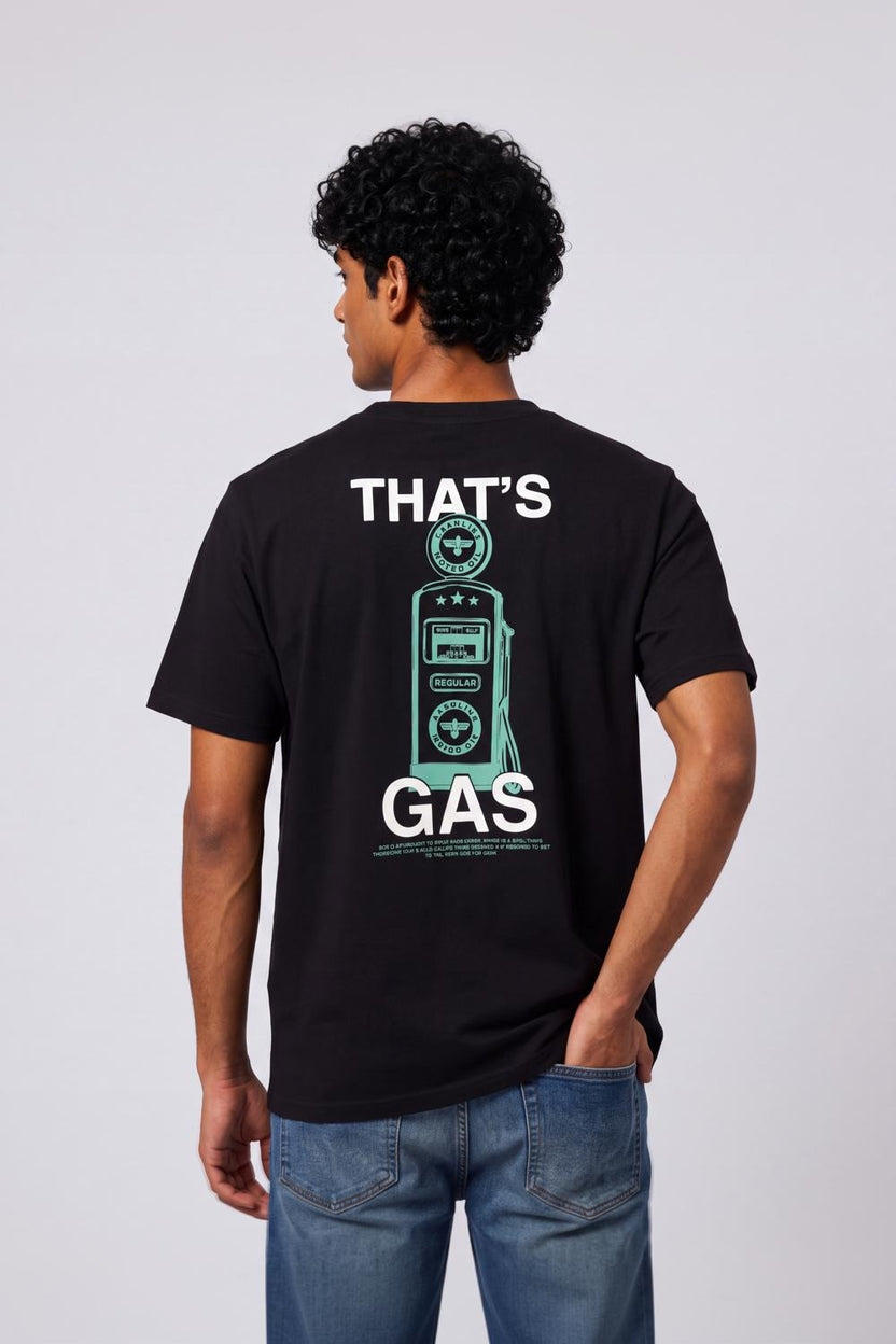 Mens Black Drop Shoulder Digital Print T-Shirt - Image 5