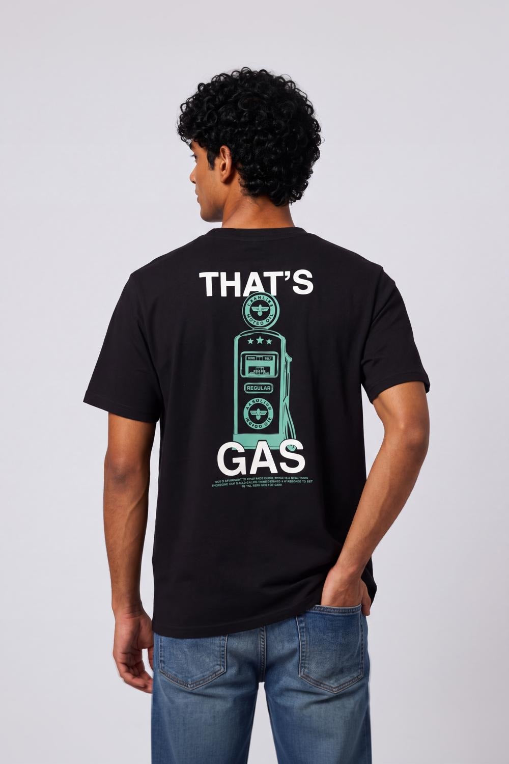 Mens Black Drop Shoulder Digital Print T-Shirt - Image 5