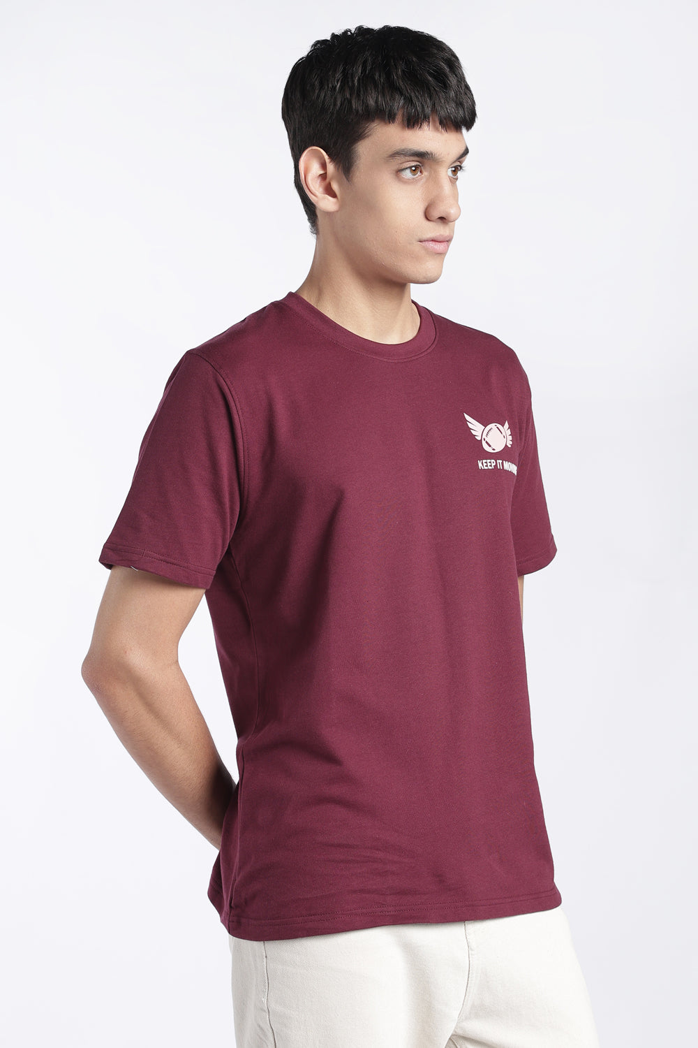 Mens Regular Fit Maroon Graphic Printed T-Shirt - Image 4