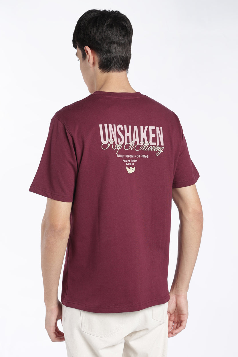 Mens Regular Fit Maroon Graphic Printed T-Shirt - Image 5