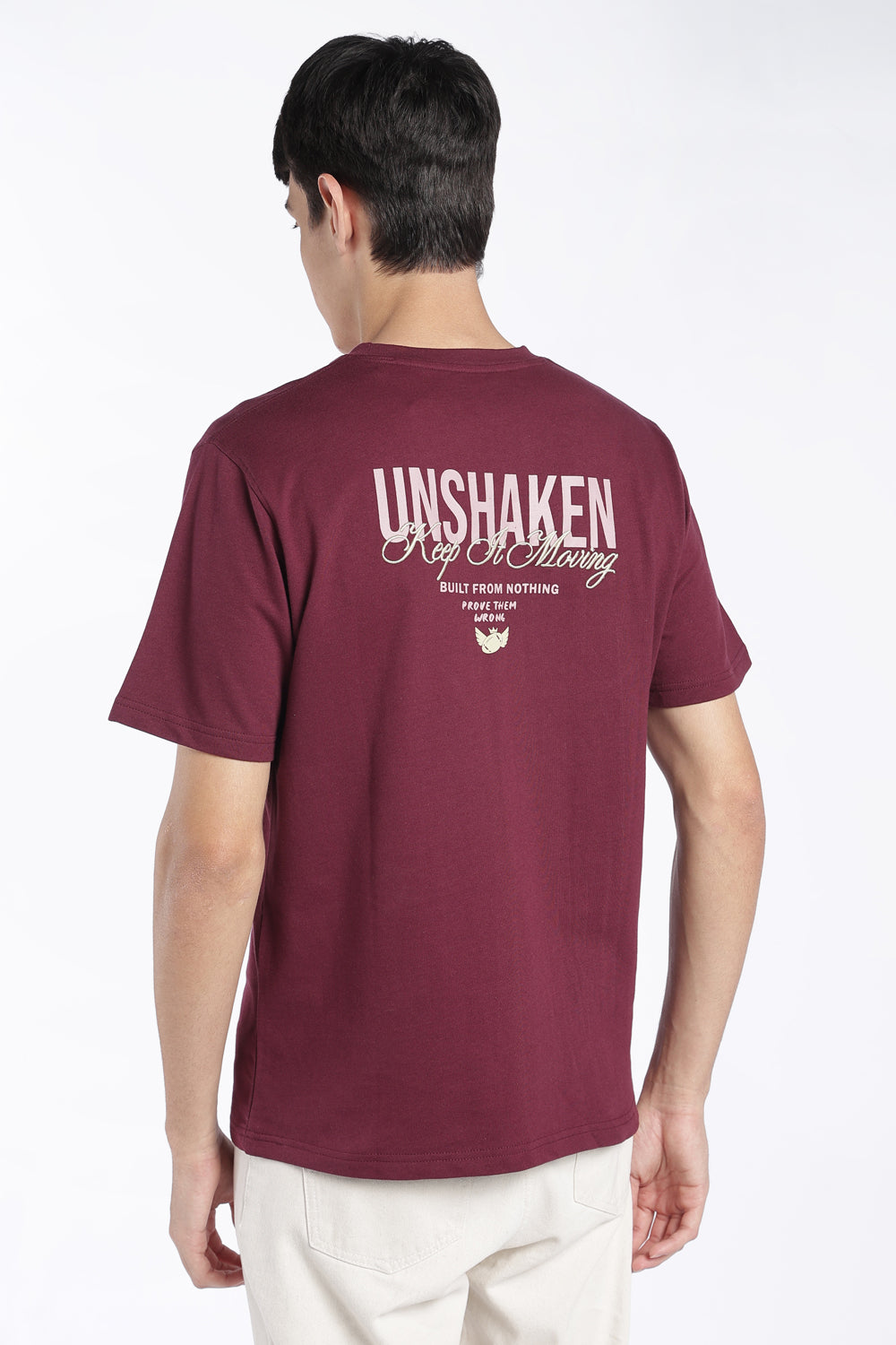 Mens Regular Fit Maroon Graphic Printed T-Shirt - Image 5