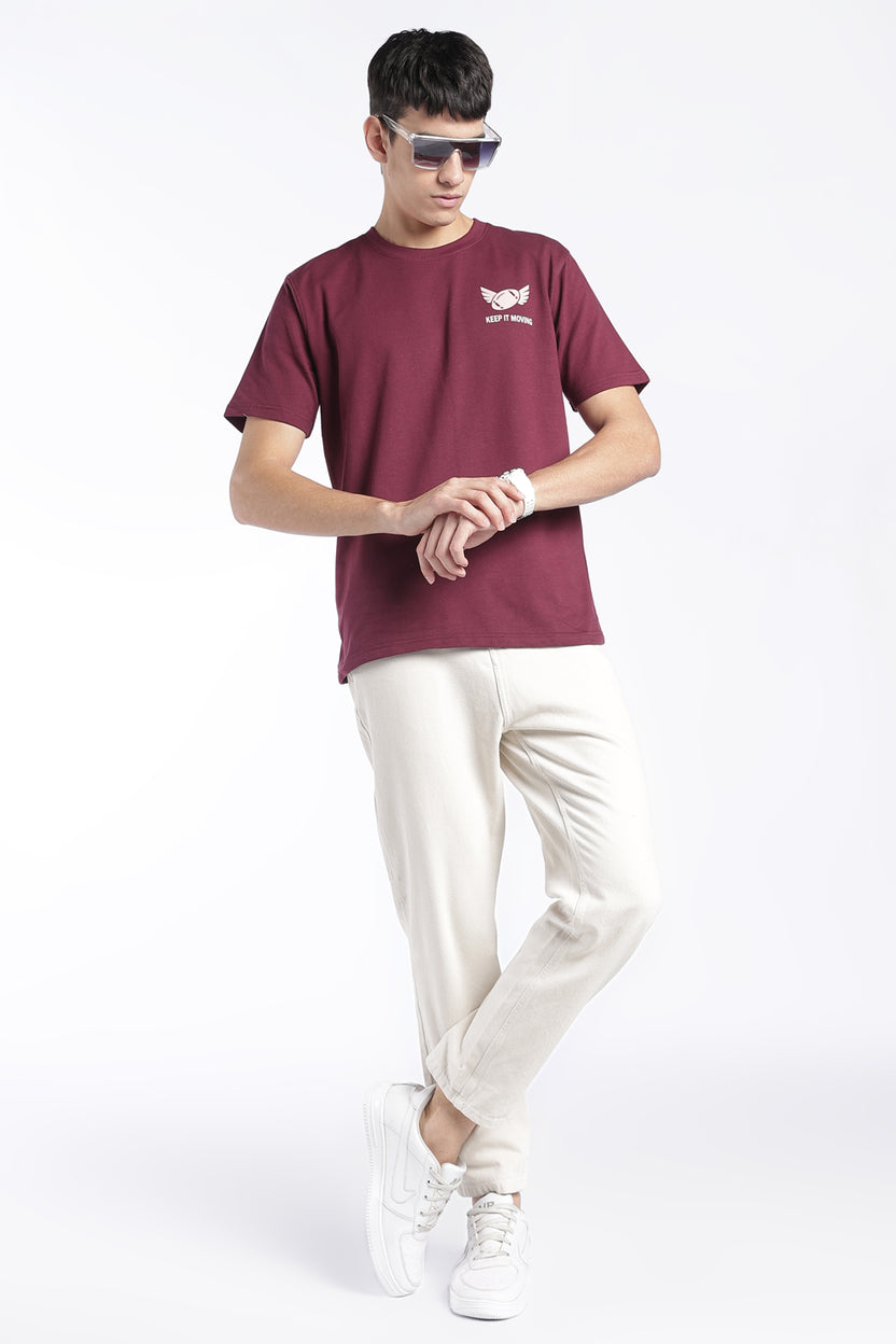 Mens Regular Fit Maroon Graphic Printed T-Shirt - Image 6