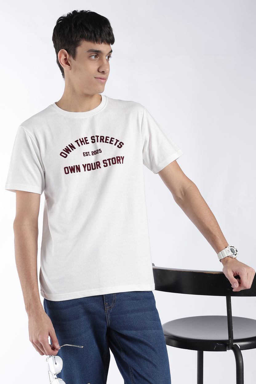 Mens Off White Typography Printed T-Shirt - Image 1