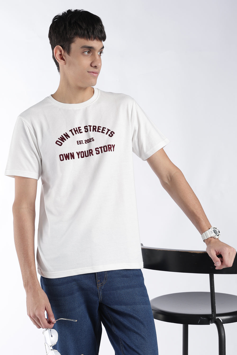 Mens Off White Typography Printed T-Shirt - Image 1