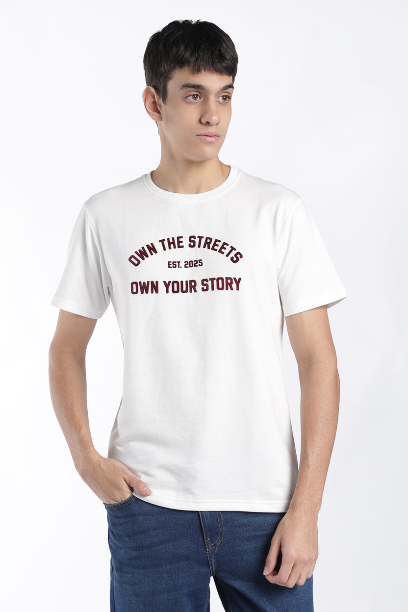 Mens Off White Typography Printed T-Shirt - Image 2