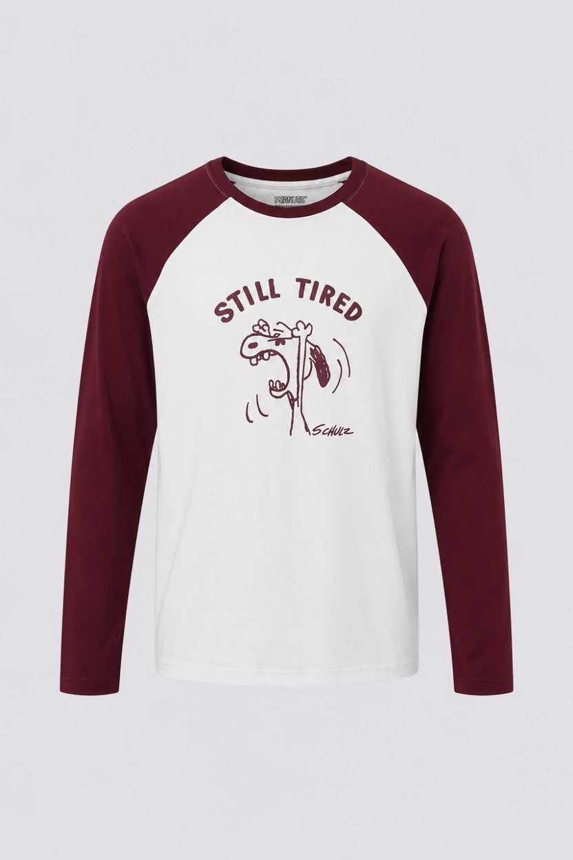 Mens Cream and Maroon Graphic Nightwear T-Shirt - Image 7