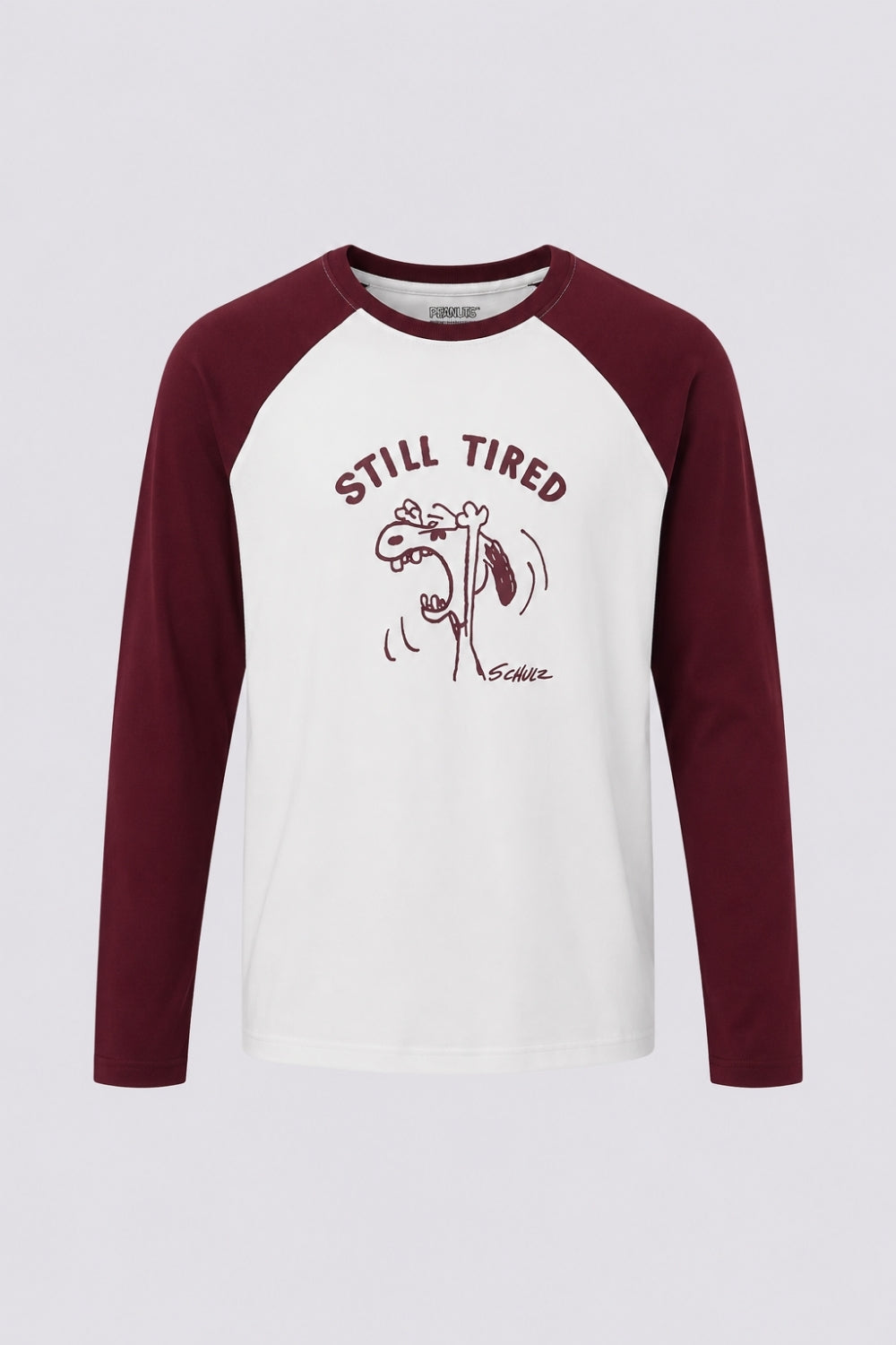 Mens Cream and Maroon Graphic Nightwear T-Shirt - Image 7