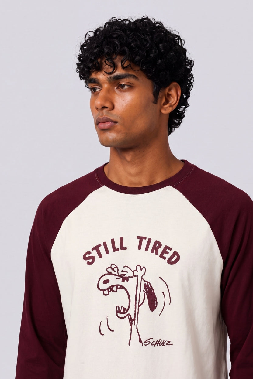 Mens Cream and Maroon Graphic Nightwear T-Shirt - Image 9