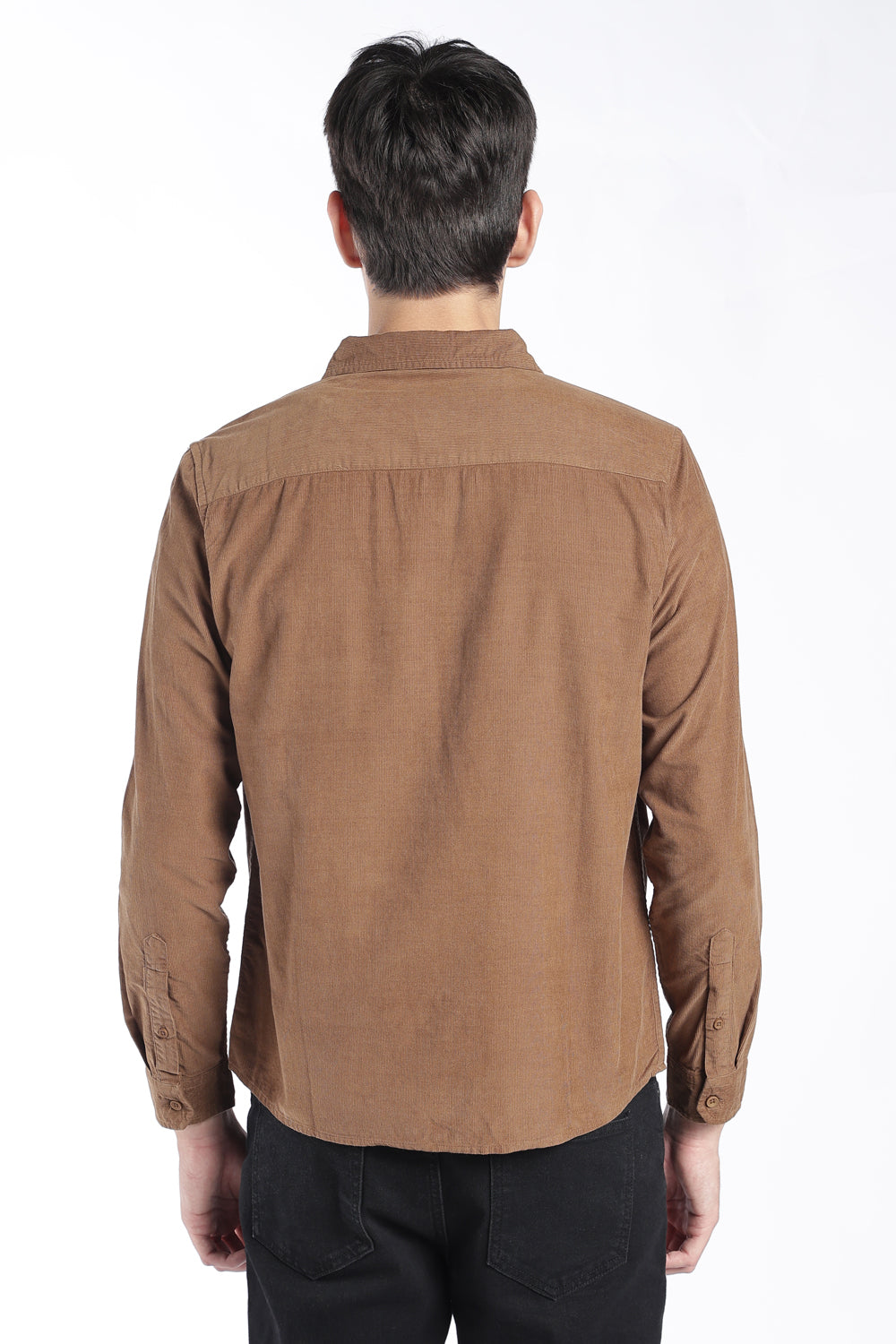 Mens Regular Fit Rust Solid Corduroy Casual Shirt - Image 5