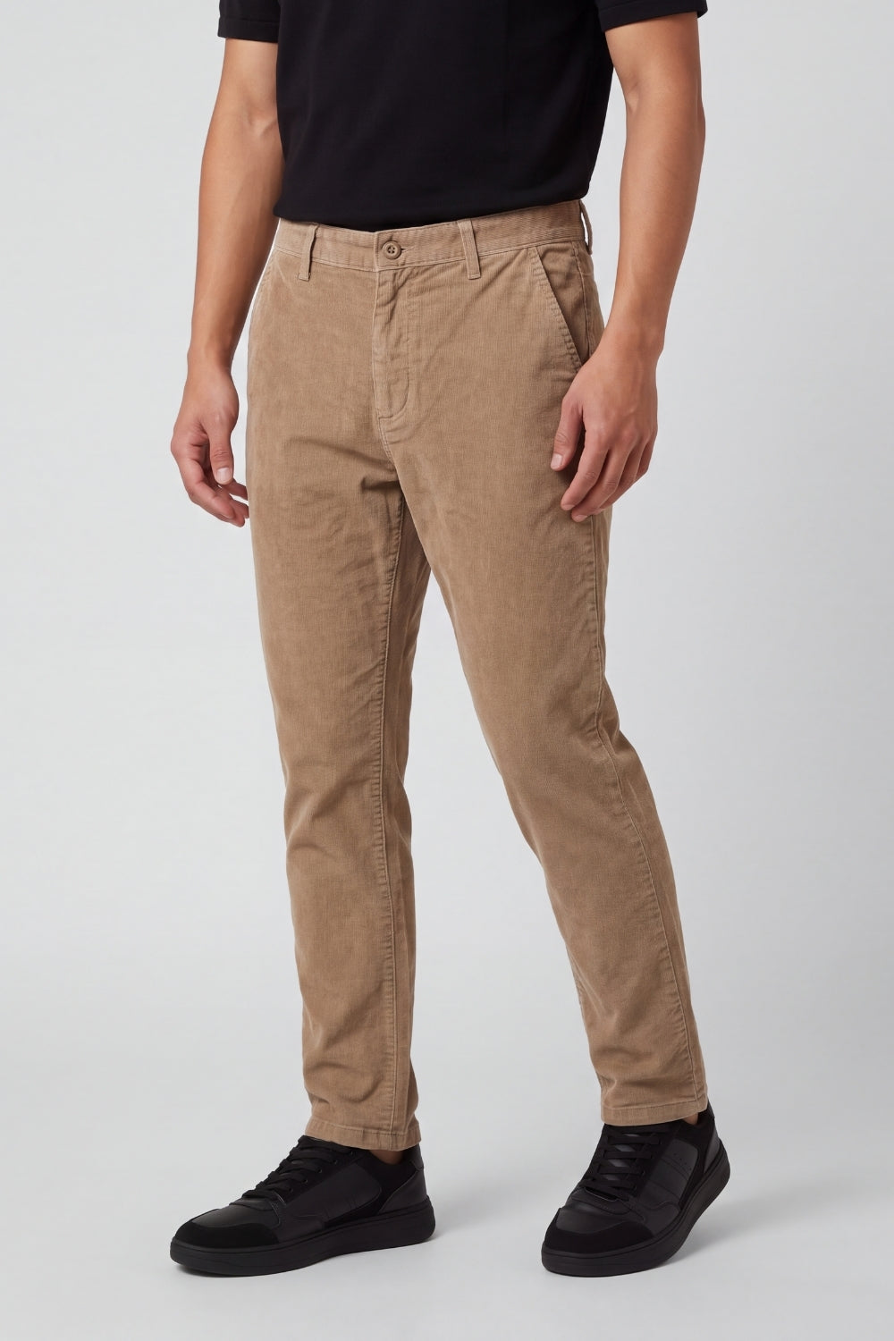 Mens Relaxed Fit Beige Corduroy Chinos - Image 4