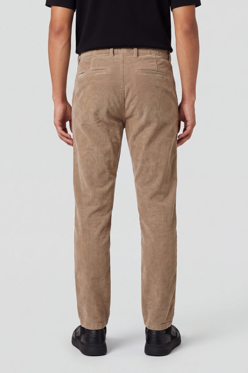 Mens Relaxed Fit Beige Corduroy Chinos - Image 5