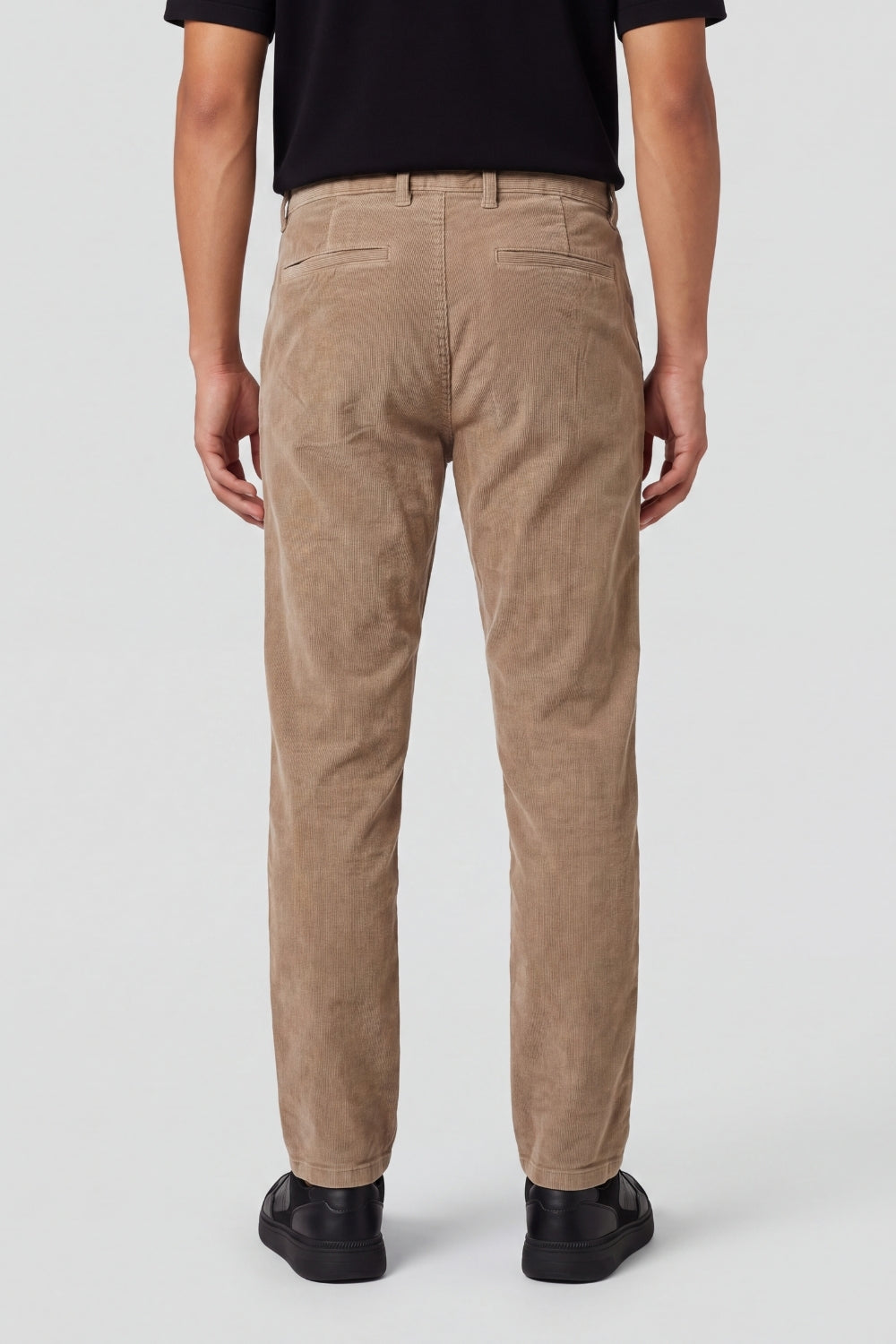 Mens Relaxed Fit Beige Corduroy Chinos - Image 5