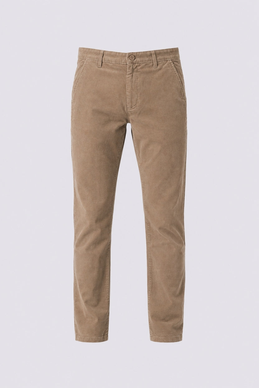 Mens Relaxed Fit Beige Corduroy Chinos - Image 7