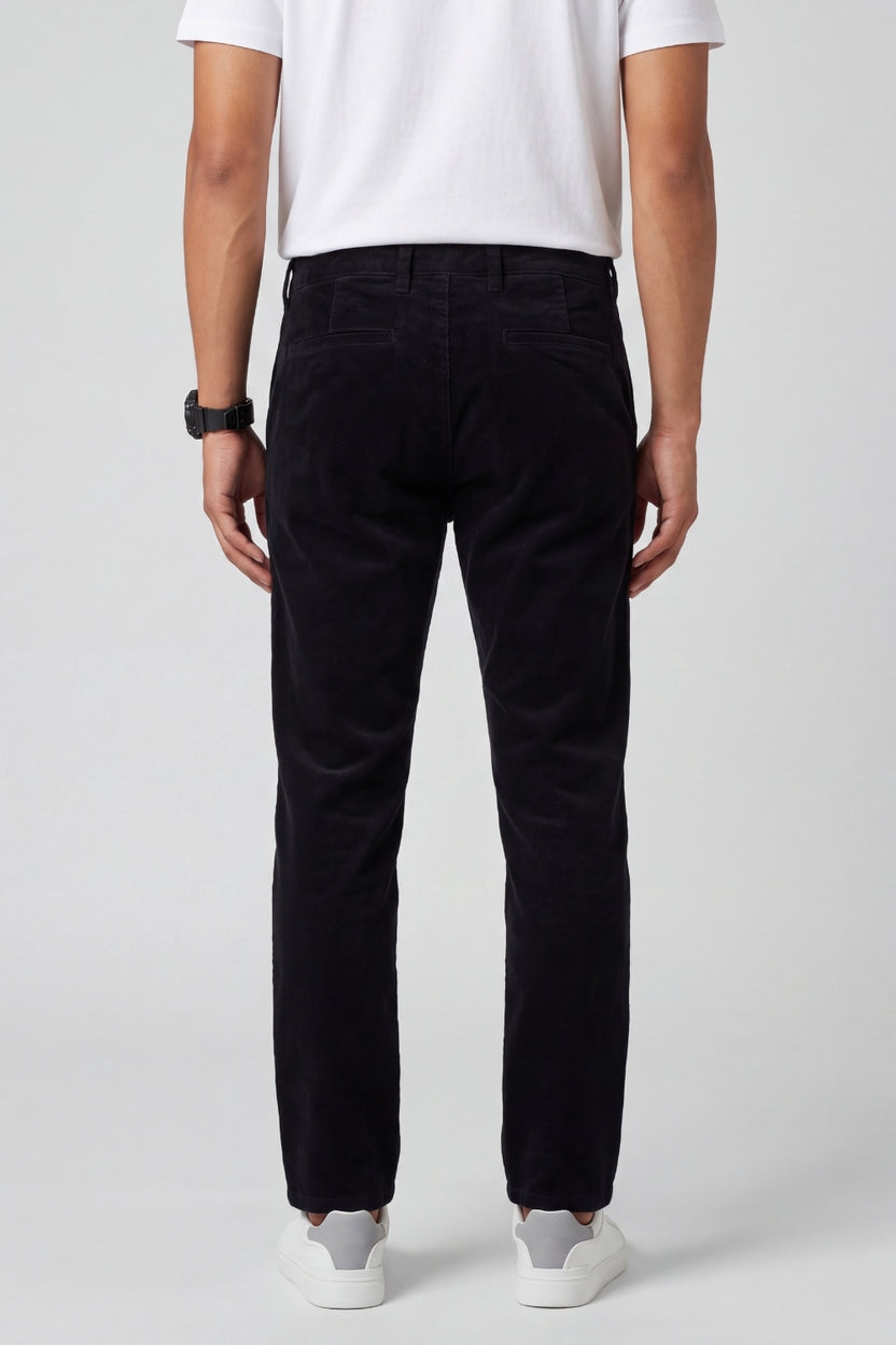 Mens Regular Fit Black Corduroy Chinos - Image 5