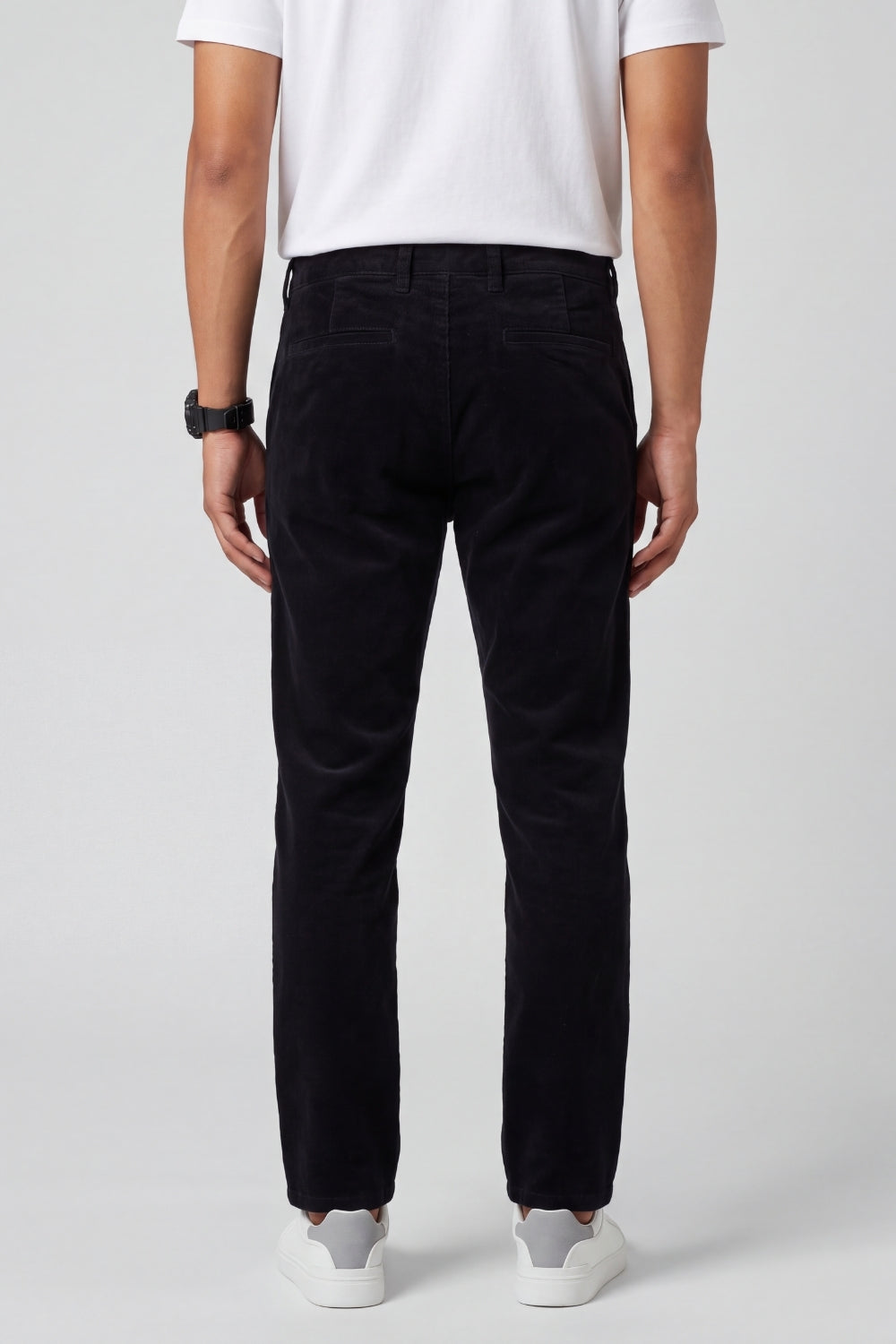 Mens Regular Fit Black Corduroy Chinos - Image 5