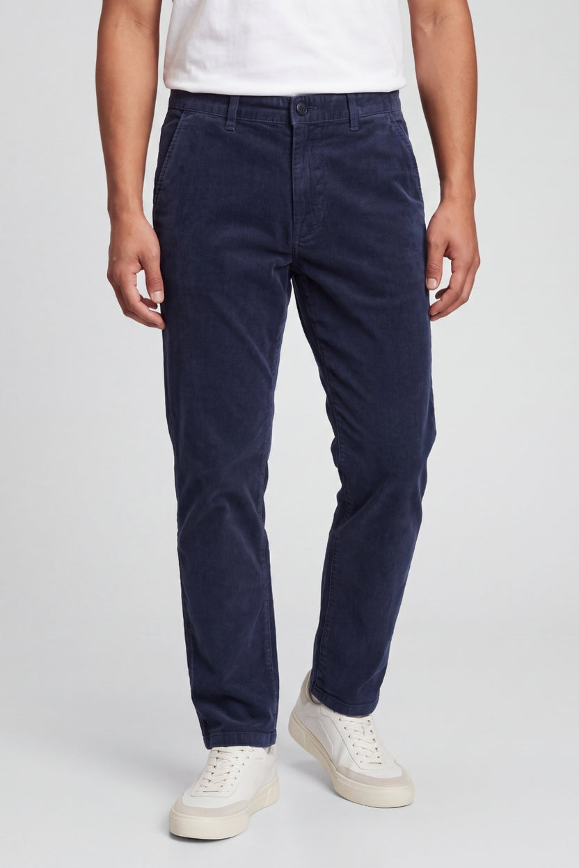 Mens Regular Fit Navy Corduroy Chinos - Image 2