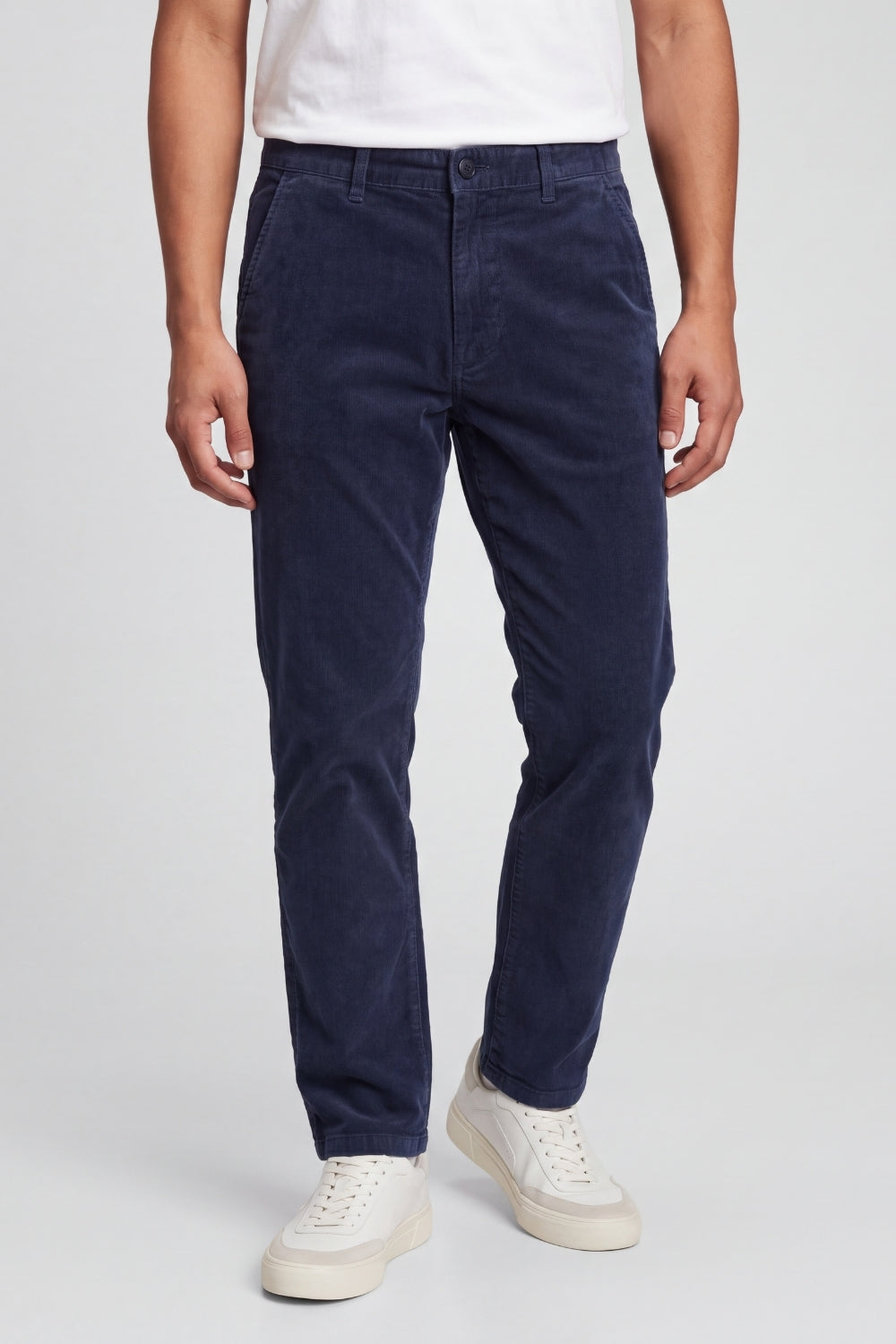 Mens Regular Fit Navy Corduroy Chinos - Image 2