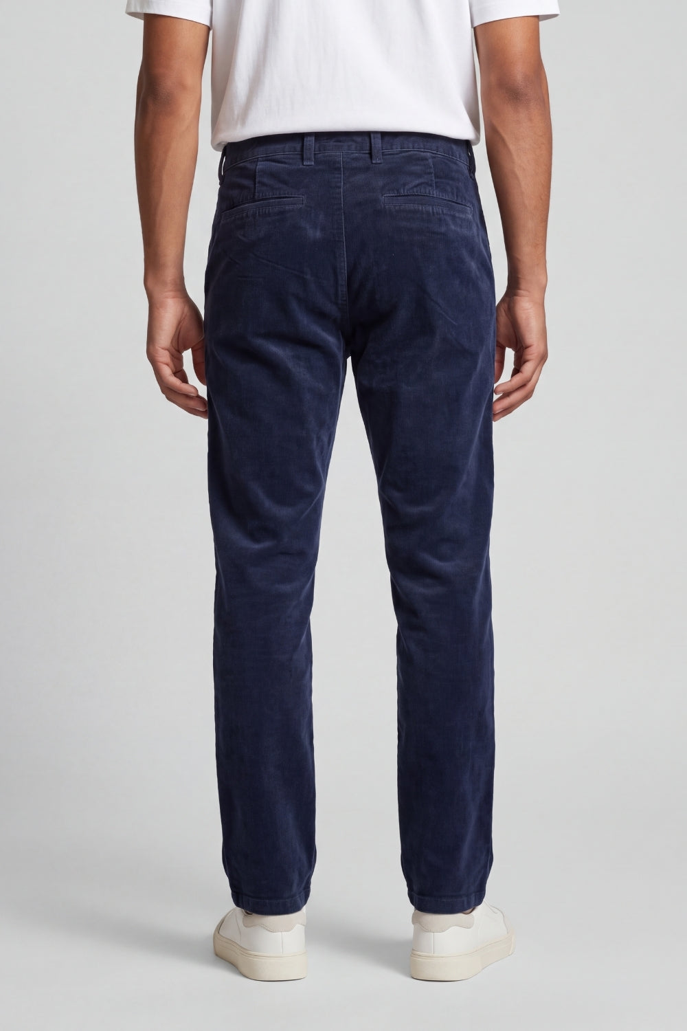 Mens Regular Fit Navy Corduroy Chinos - Image 5