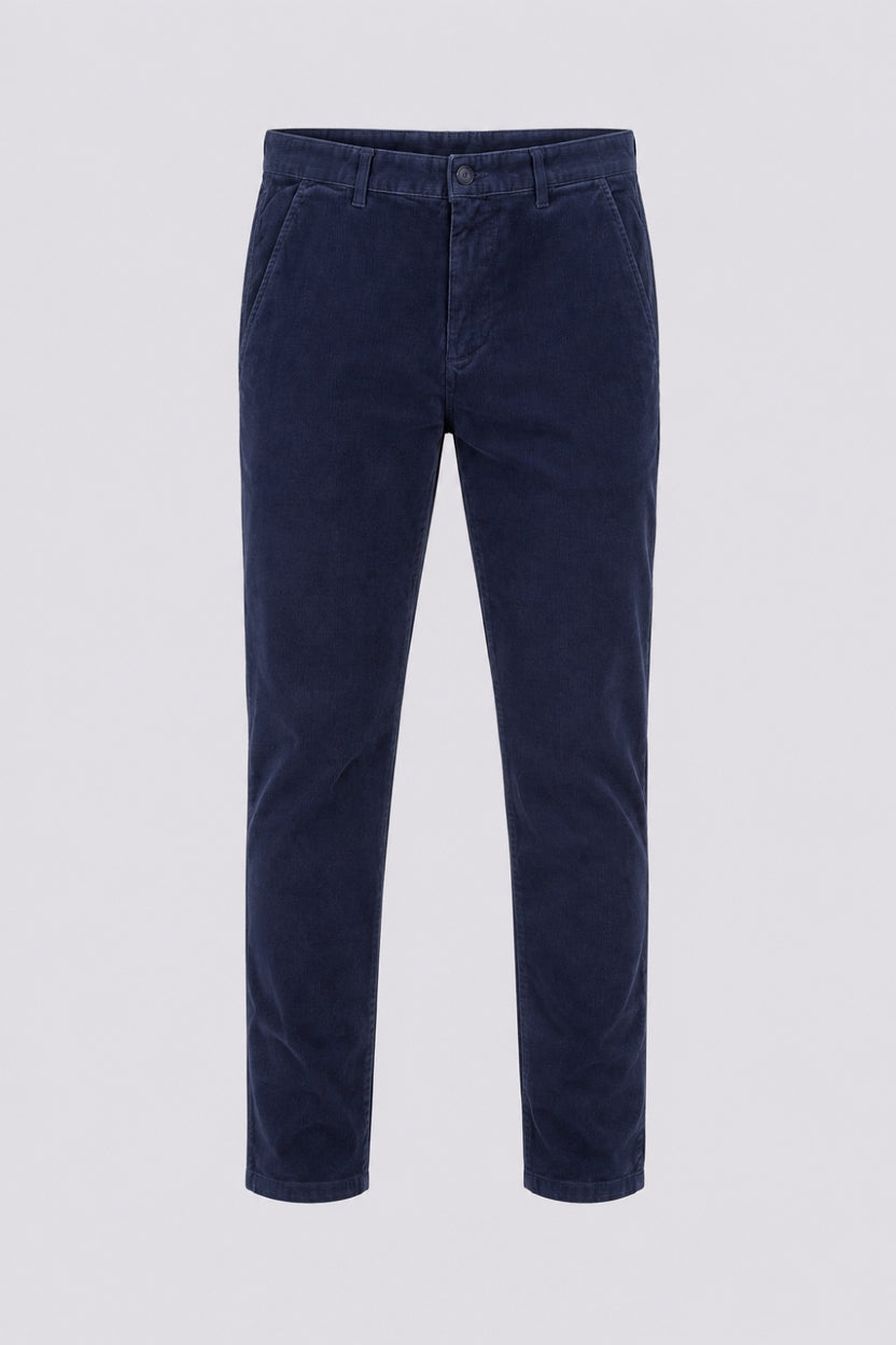 Mens Regular Fit Navy Corduroy Chinos - Image 7