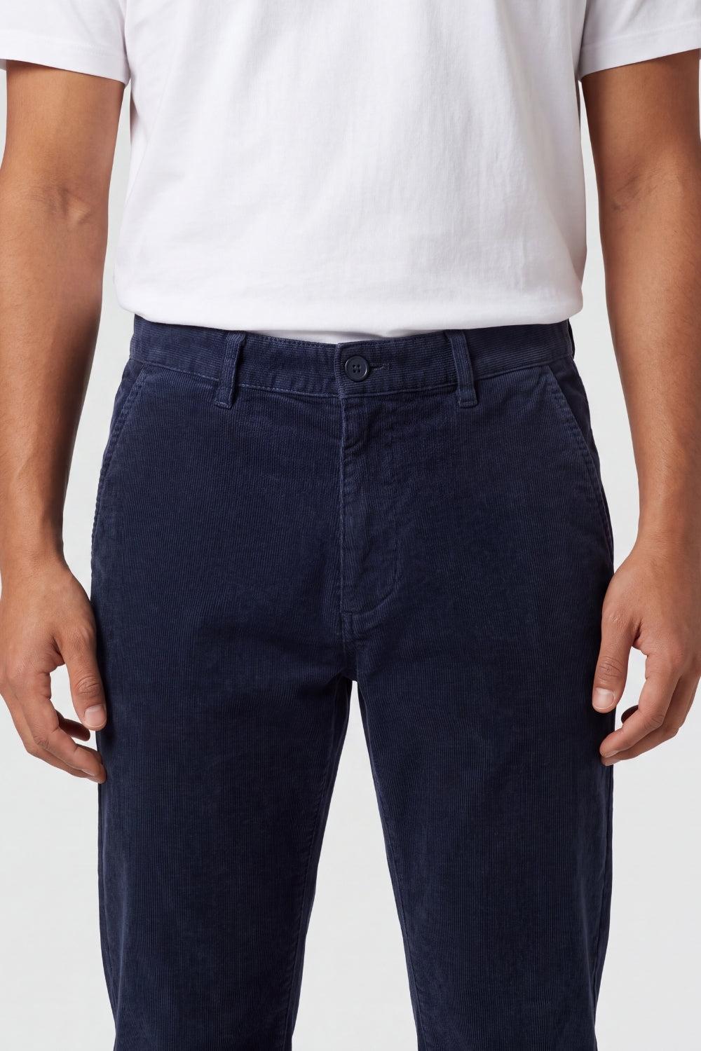 Mens Regular Fit Navy Corduroy Chinos - Image 9