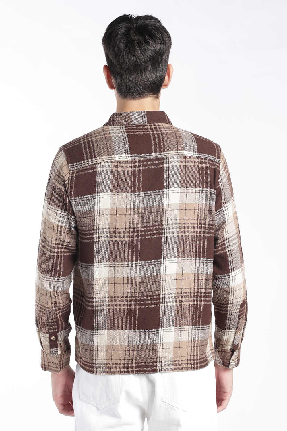 Mens Regular Fit Brown Checked Shirt - Image 5
