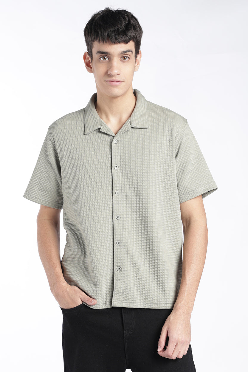 Mens Regular Fit Sage Textured Shirt - Image 2