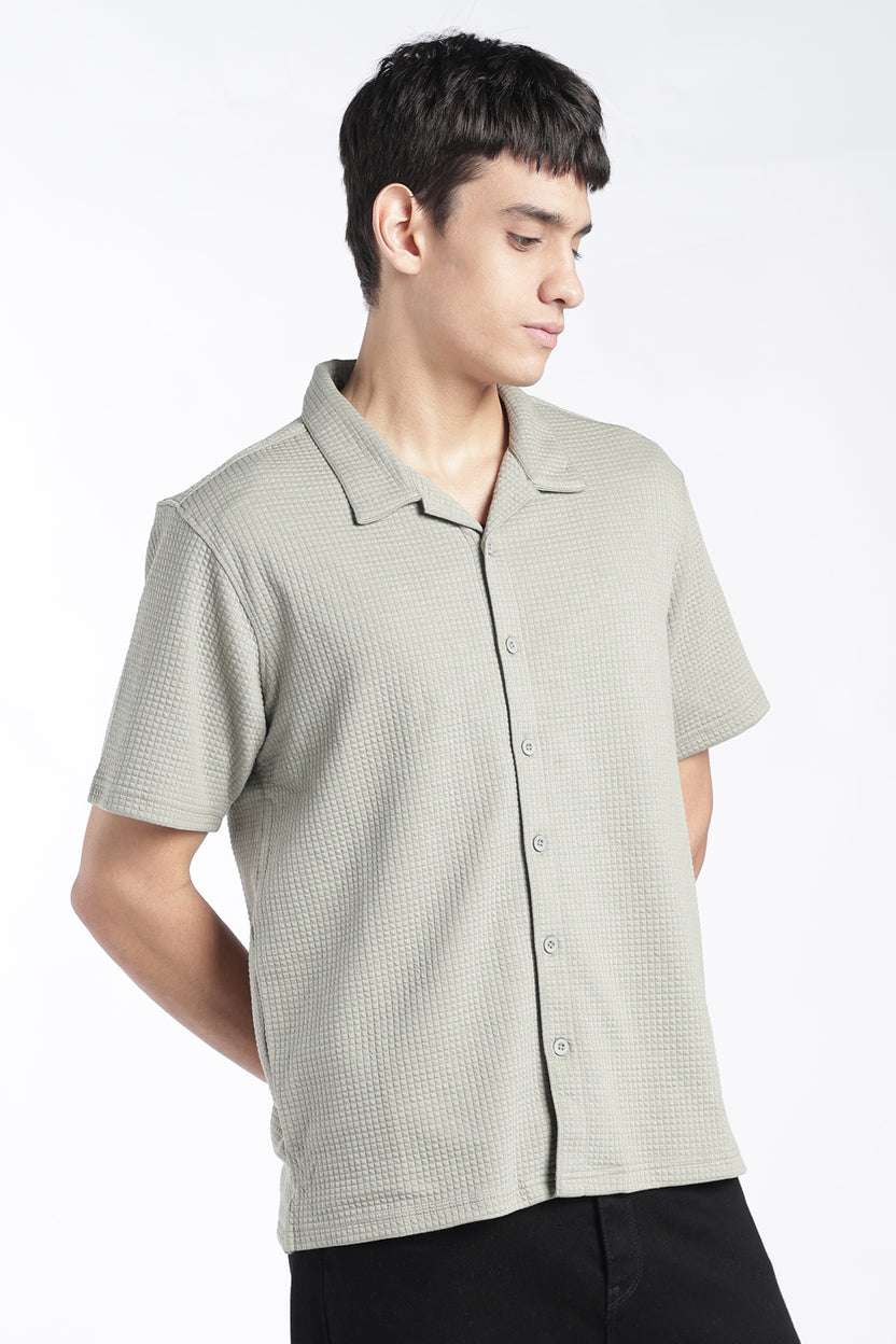 Mens Regular Fit Sage Textured Shirt - Image 4