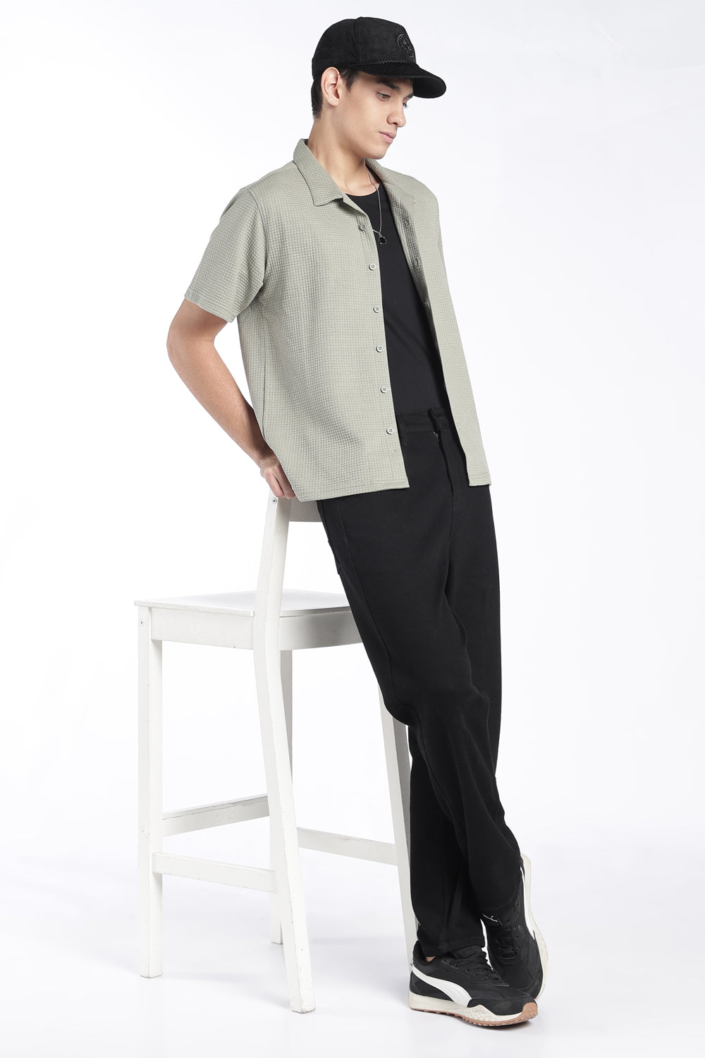 Mens Regular Fit Sage Textured Shirt - Image 6