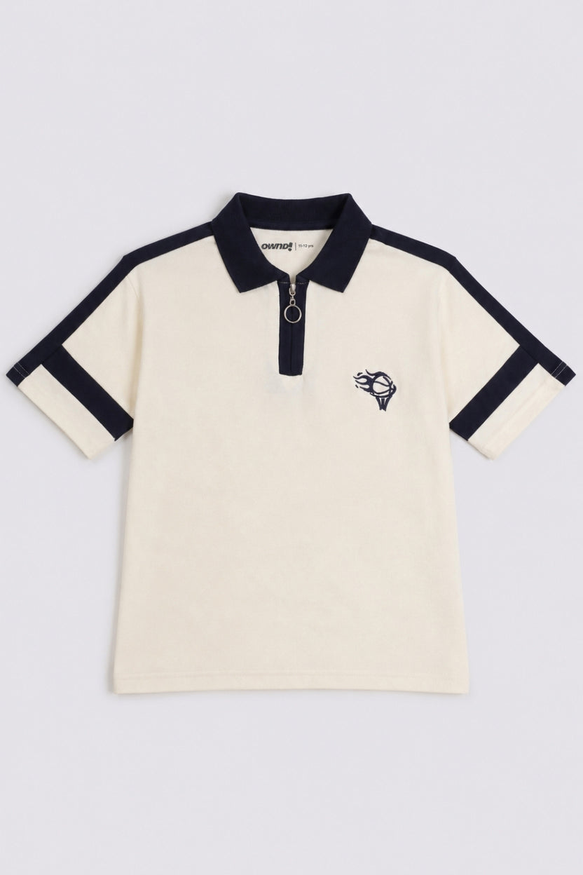 Tweens Boys Off White Polo T-Shirt - Image 2