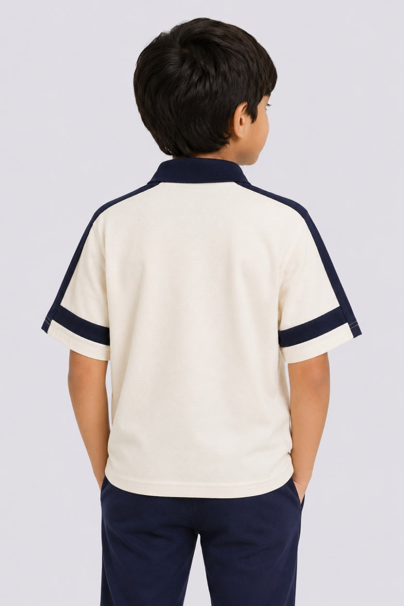 Tweens Boys Off White Polo T-Shirt - Image 3