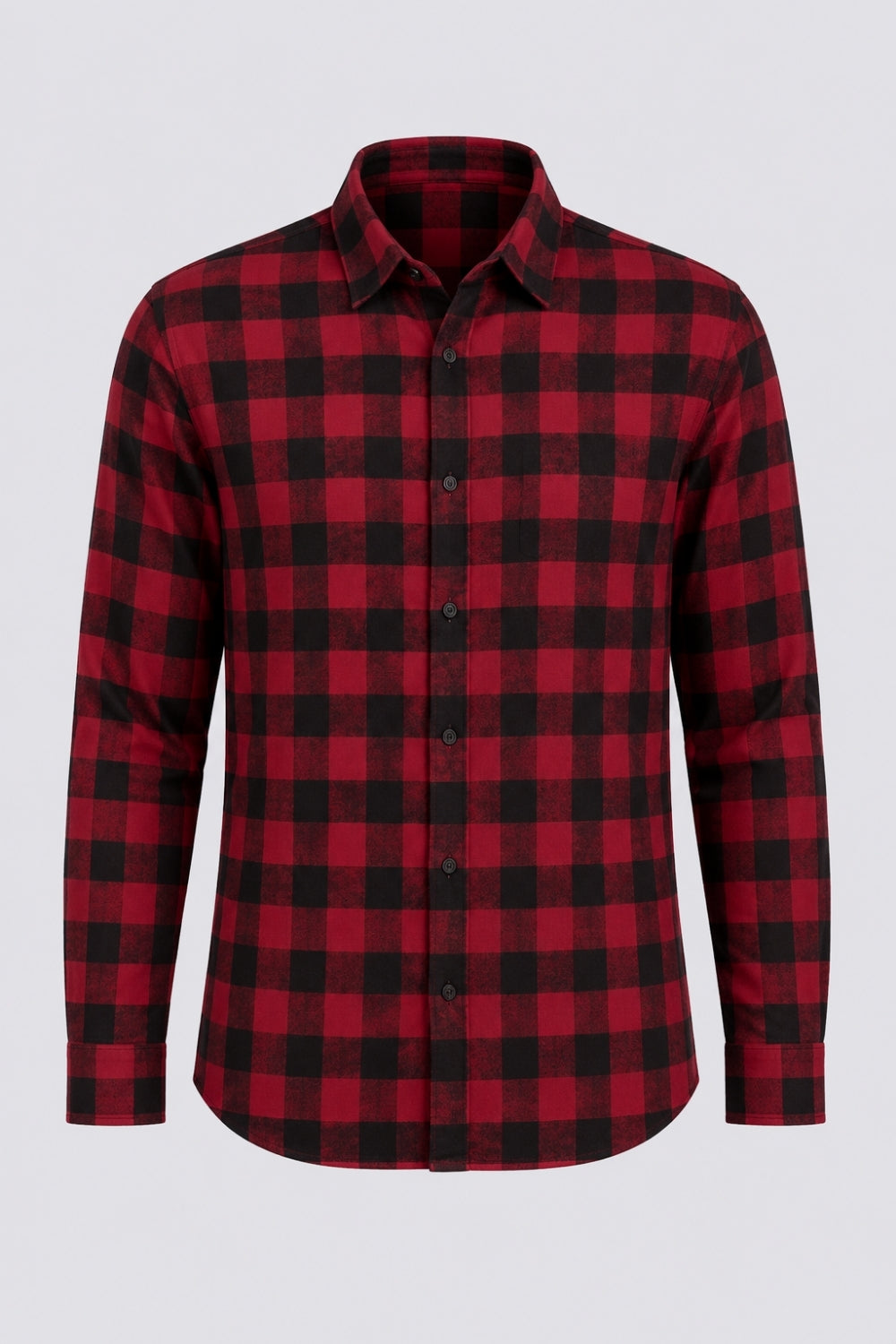 Mens Red and Black Checked Casual Shirt - Image 7
