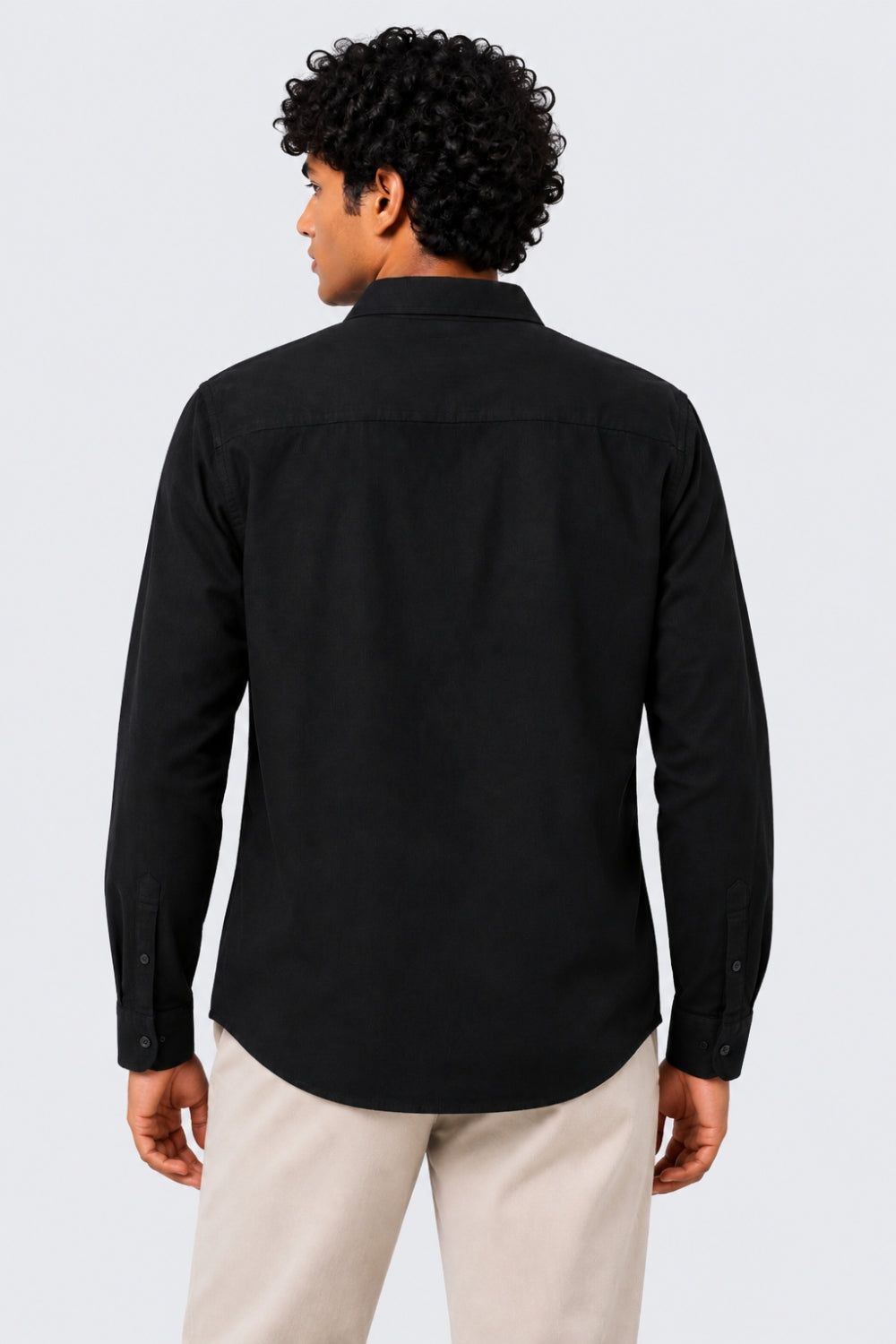 Mens Black Solid Casual Shirt - Image 5