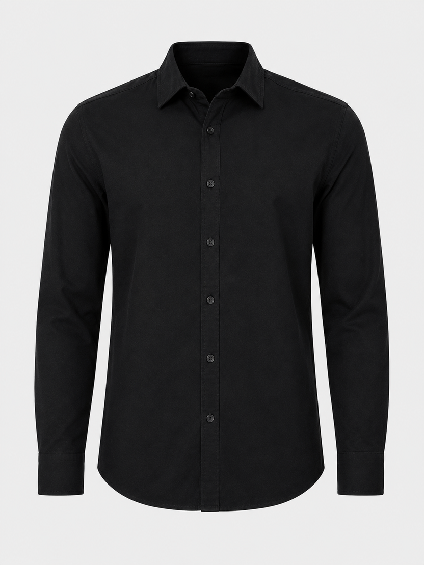Mens Black Solid Casual Shirt - Image 7