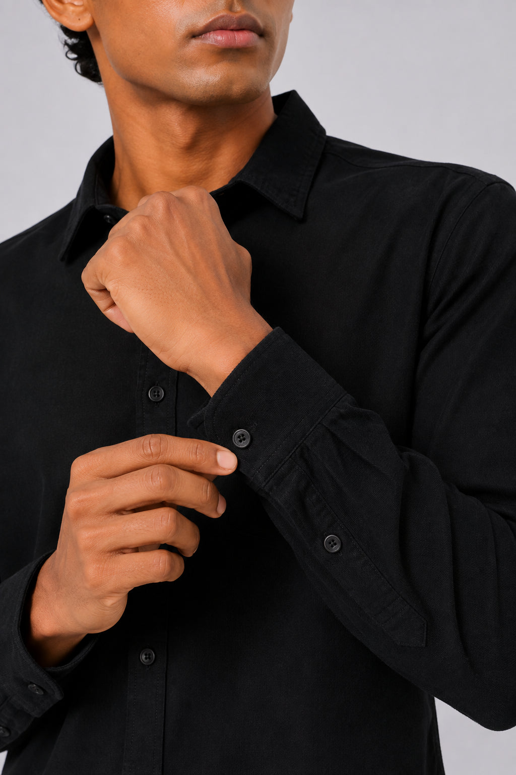 Mens Black Solid Casual Shirt - Image 9