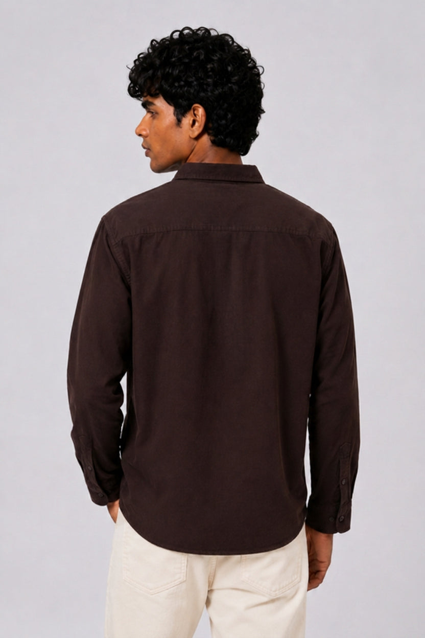 Mens Brown Solid Casual Shirt - Image 5