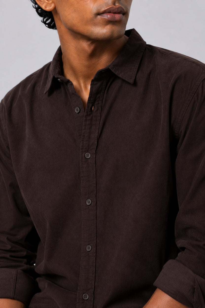 Mens Brown Solid Casual Shirt - Image 9