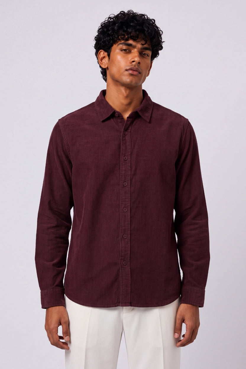 Mens Maroon Solid Casual Shirt - Image 2