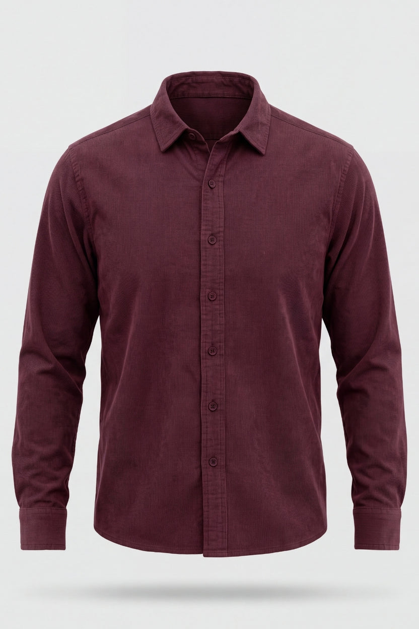 Mens Maroon Solid Casual Shirt - Image 7