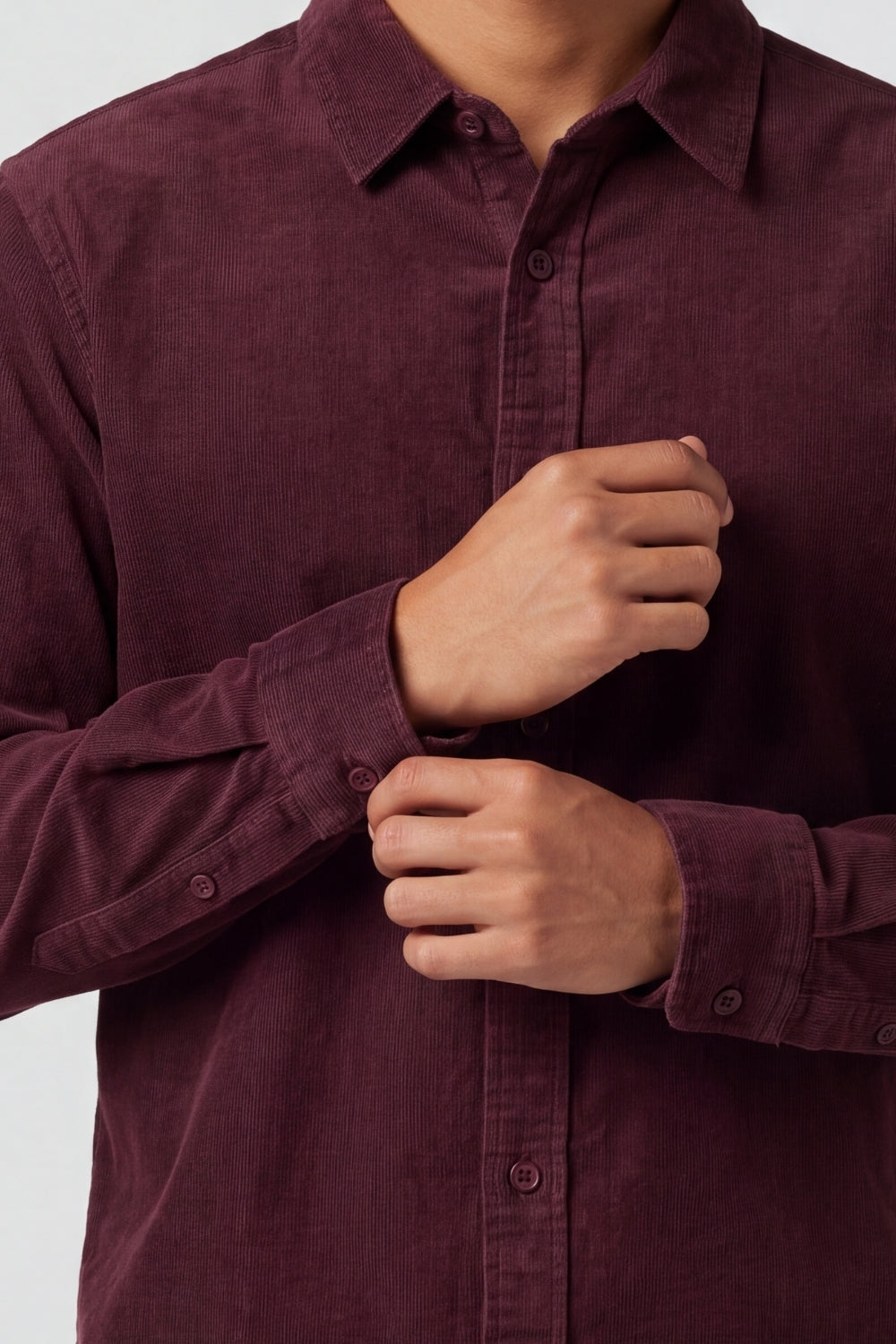 Mens Maroon Solid Casual Shirt - Image 9