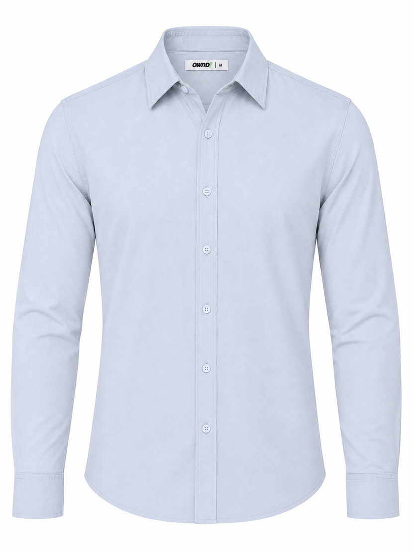 Mens Light Blue Solid Casual Shirt - Image 7