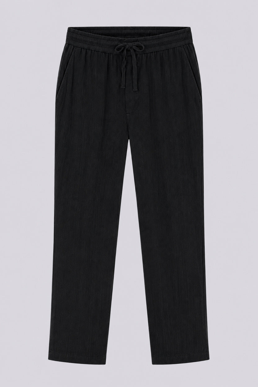 Mens Black Textured Drawstring Trouser - Image 7