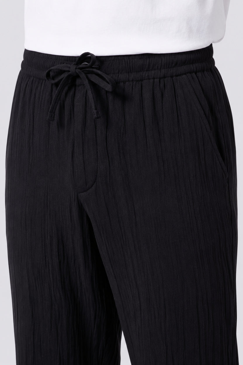 Mens Black Textured Drawstring Trouser - Image 9