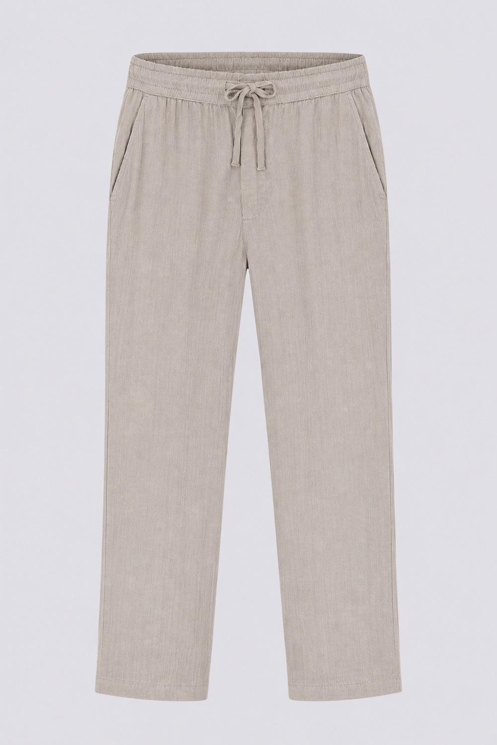 Mens Cream Textured Drawstring Trouser - Image 7